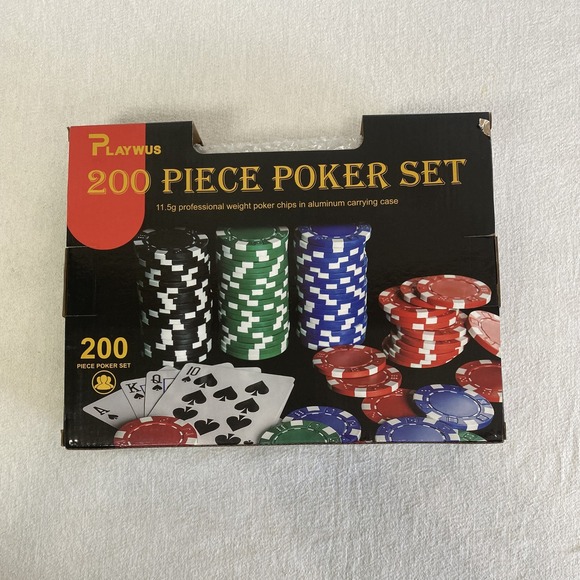 PLAYWUS 200 Piece Poker Set 11.5g Chips w/ Aluminum Case New Open Box Damage - Picture 6 of 6